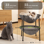 Double Cat Bed Hammock, Breathable Pet Bed with 4 Adjustable Feet & Anti-Slip Mats