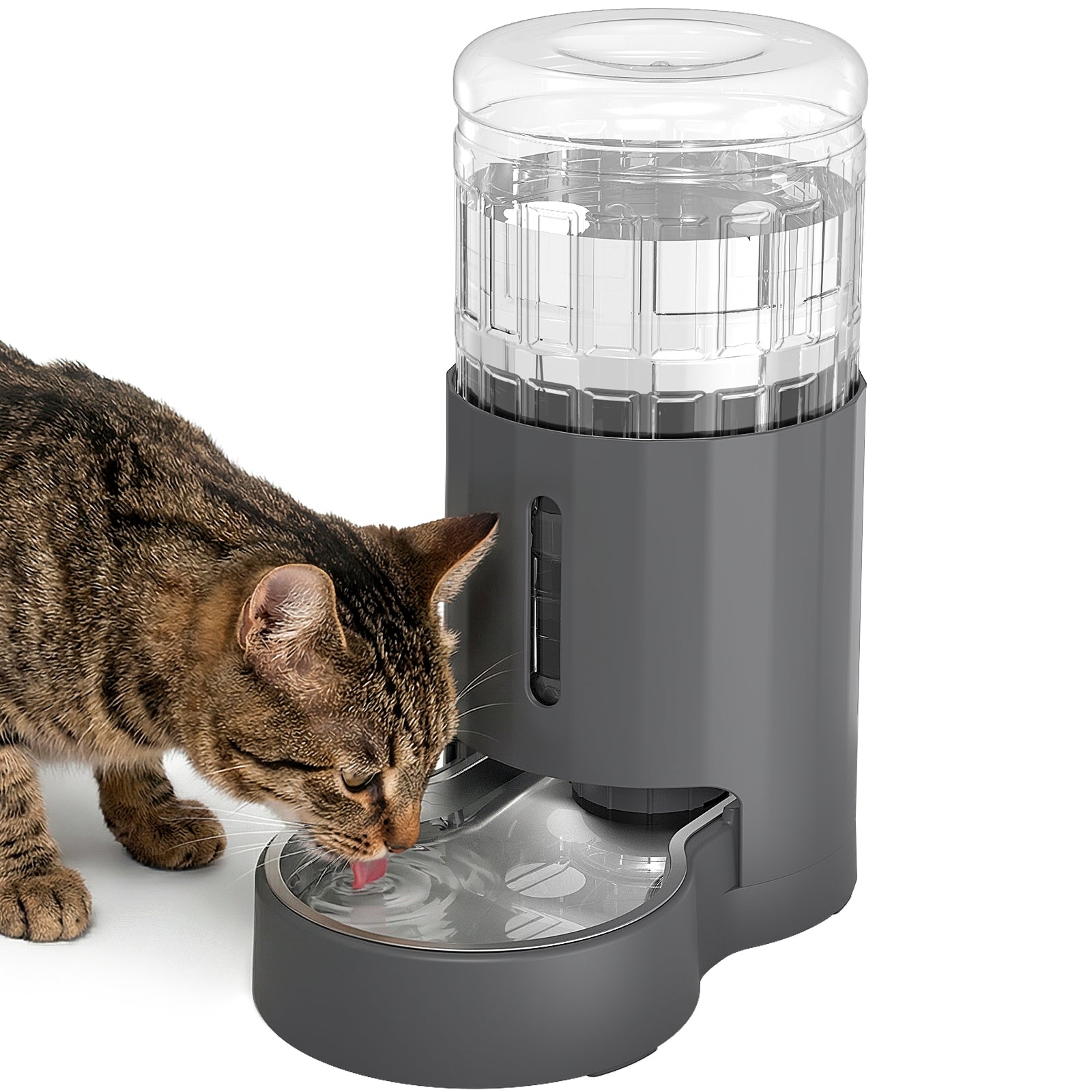 Automatic Gravity Cat Water Dispenser with Stainless Steel Bowl, Large Capacity Pet Water Feeder for Cats & Small Medium Dogs, Easy to Clean