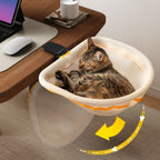 Cat Desk Bed, One-Click Fold Semi-Circular Mesh Cover Material Cat Hammock Holds Up to 40lbs