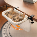 Cat Desk Bed, One-Click Fold, Holds Up to 40lb, White+2 Clips