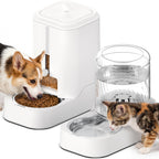 Automatic Pet Feeder & Water Dispenser Set, Stainless Steel Bowl Adjustable Dry Food Feeder for Cats Dogs