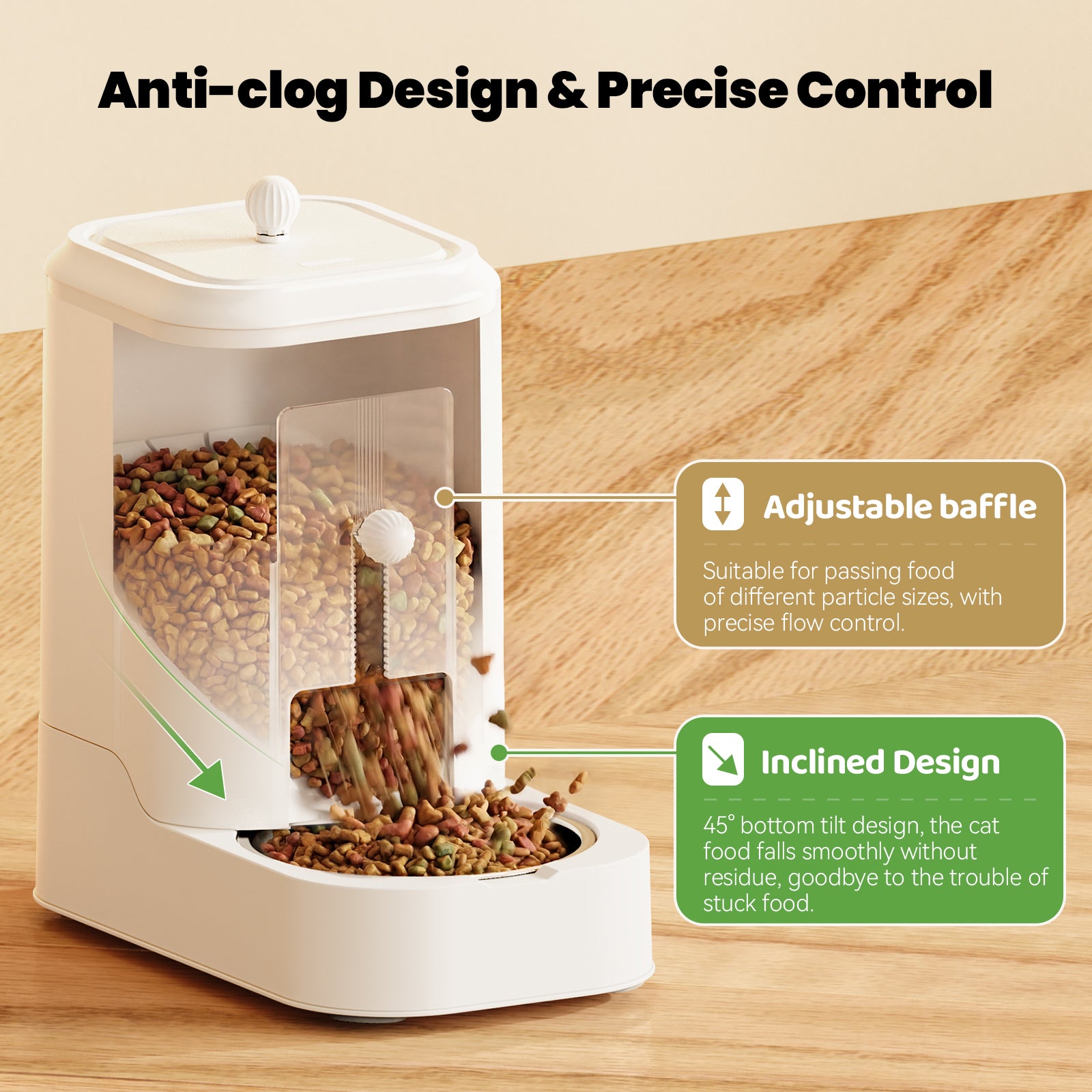 Automatic Pet Feeder, Adjustable Dry Food Dispenser for Cats & Dogs