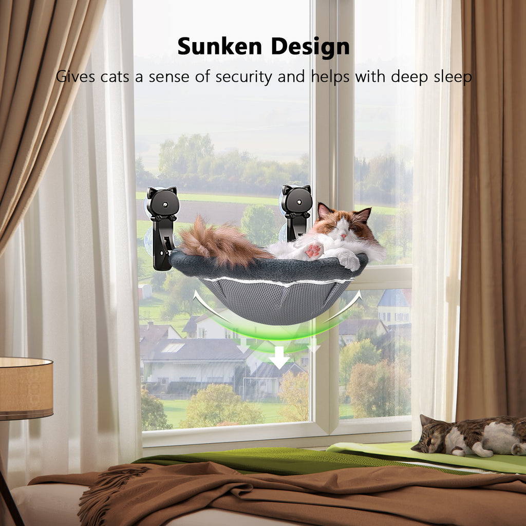 Cat Window Perch, Cordless Foldable Cat Window Hammock Bed, Stable Breathable Holds Up to 40lb