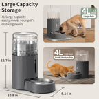Automatic Gravity Cat Water Dispenser with Stainless Steel Bowl, Large Capacity Pet Water Feeder for Cats & Small Medium Dogs, Easy to Clean