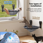 Cat Window Perch, Cordless Foldable Cat Window Hammock Bed, Stable Breathable Holds Up to 40lb