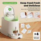 2-in-1 Automatic Cat Feeder Water Dispenser, Stainless Steel Bowls Large Capacity White