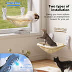 Cat Window Perch Cordless, Foldable & Stable Cat Beds - Breathable Cat Window Hammock for Overlooking, Sunbathing and Climbing - Maximum Hold Up to 40lb