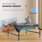 Large Square Cat Hammock Bed, Free-Standing Detachable Pet Bed, Easy Assembly Indoor Outdoor - Gray
