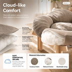 Wooden Elevated Cat Bed with Fluffy Cushion, Raised Pet Sofa Lounge Chair for Indoor Cats & Small Puppies