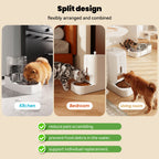 Automatic Pet Feeder & Water Dispenser Set, Stainless Steel Bowl Adjustable Dry Food Feeder for Cats Dogs