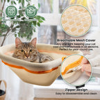 Cat Desk Bed, One-Click Fold Semi-Circular Mesh Cover Material Cat Hammock Holds Up to 40lbs