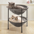 Double Cat Bed Hammock, Breathable Pet Bed with 4 Adjustable Feet & Anti-Slip Mats