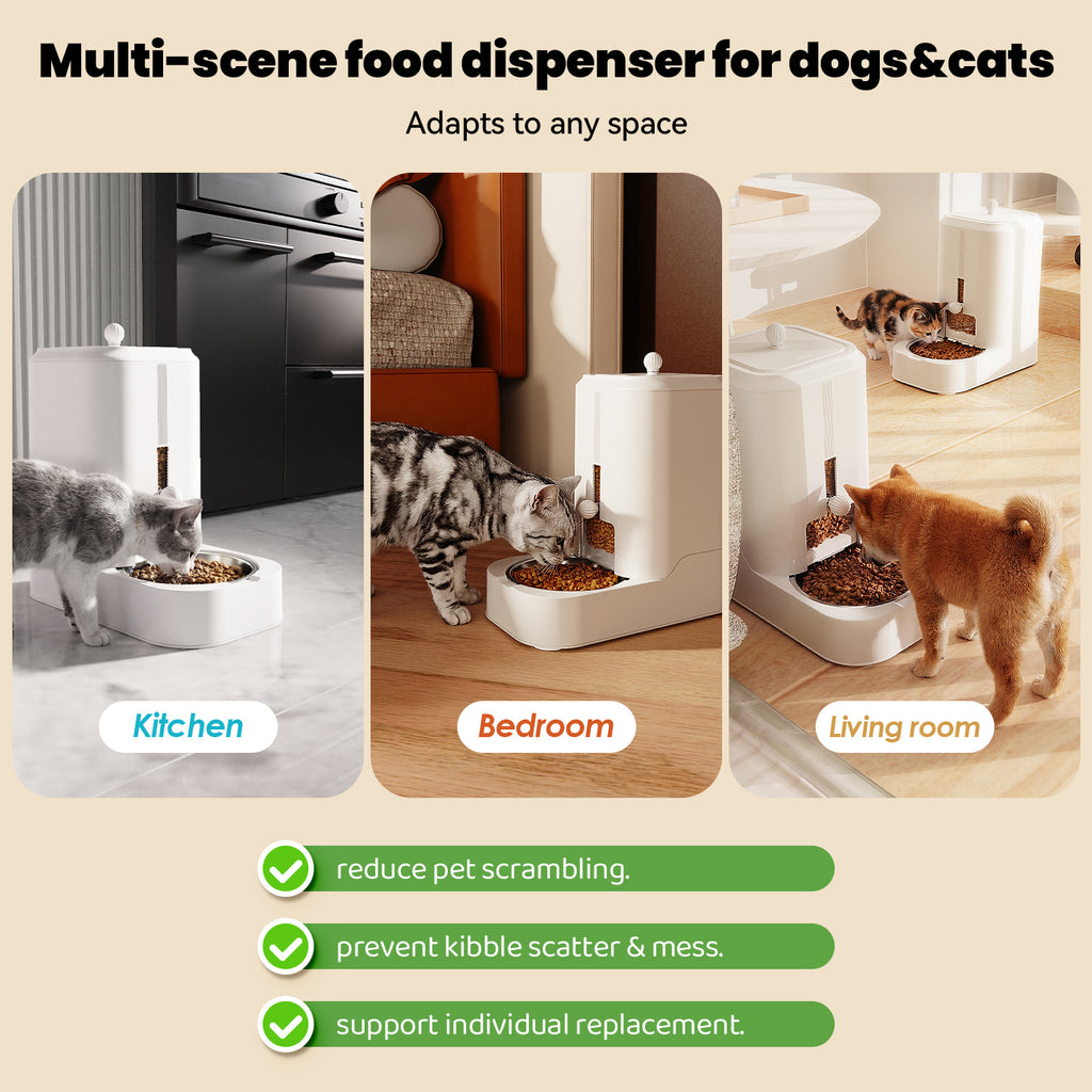 Automatic Pet Feeder, Adjustable Dry Food Dispenser for Cats & Dogs