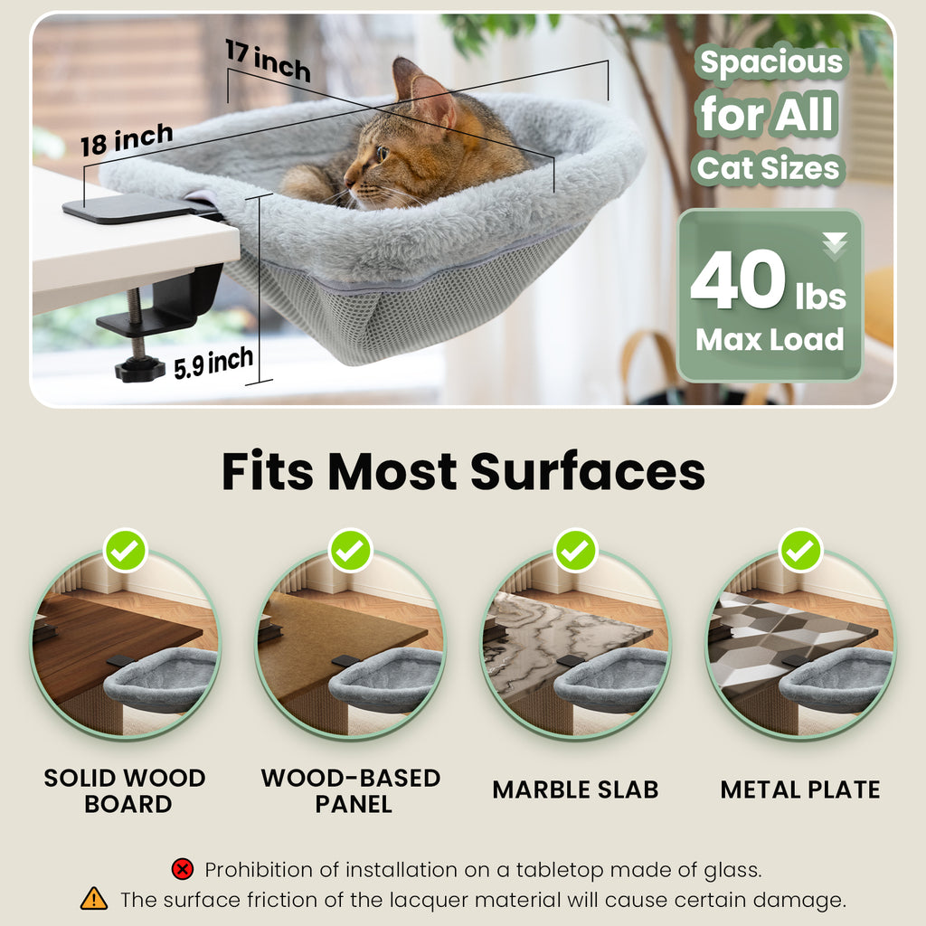 Space Saving Cat Bed for Desk - Folding, Sunken Design & Space-Saving Semi-Circular Cat Bed