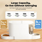 2-in-1 Automatic Cat Feeder Water Dispenser, Stainless Steel Bowls Large Capacity White