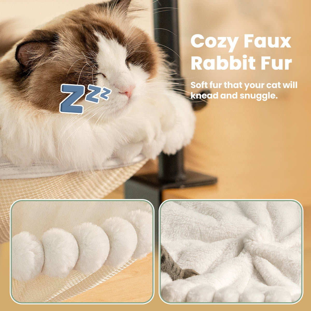 Double Cat Desk Bed, 360° Rotation, Holds 44lb, Adjustable, White
