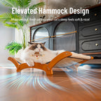 Sisal Cat Scratcher Bed, Solid Wood Cat Hammock Lounger for Large Indoor Cats, Natural Durable Scratching Board Furniture Easy Assembly