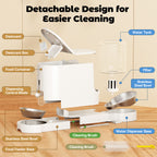 2-in-1 Automatic Cat Feeder Water Dispenser, Stainless Steel Bowls Large Capacity White