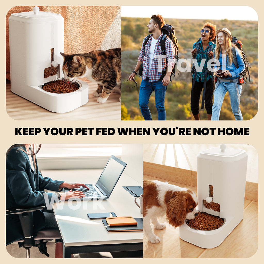 Automatic Pet Feeder, Adjustable Dry Food Dispenser for Cats & Dogs