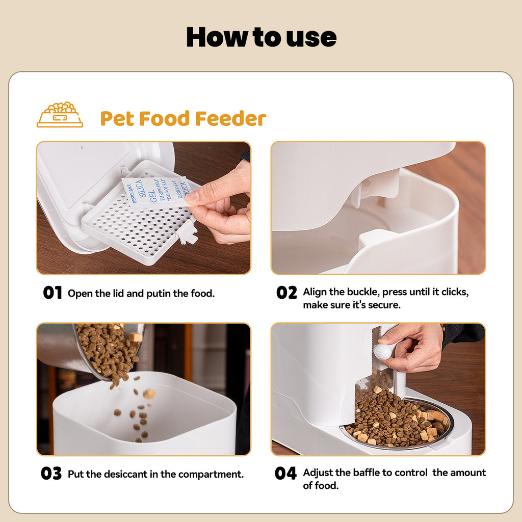 Automatic Pet Feeder, Adjustable Dry Food Dispenser for Cats & Dogs