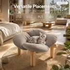 Wooden Elevated Cat Bed with Fluffy Cushion, Raised Pet Sofa Lounge Chair for Indoor Cats & Small Puppies