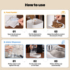 Automatic Pet Feeder & Water Dispenser Set, Stainless Steel Bowl Adjustable Dry Food Feeder for Cats Dogs