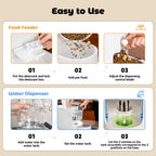 2-in-1 Automatic Cat Feeder Water Dispenser, Stainless Steel Bowls Large Capacity White