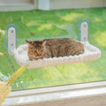 Cat Window Perch, Foldable Cat Hammock, 4 Suction Cups White+Medium