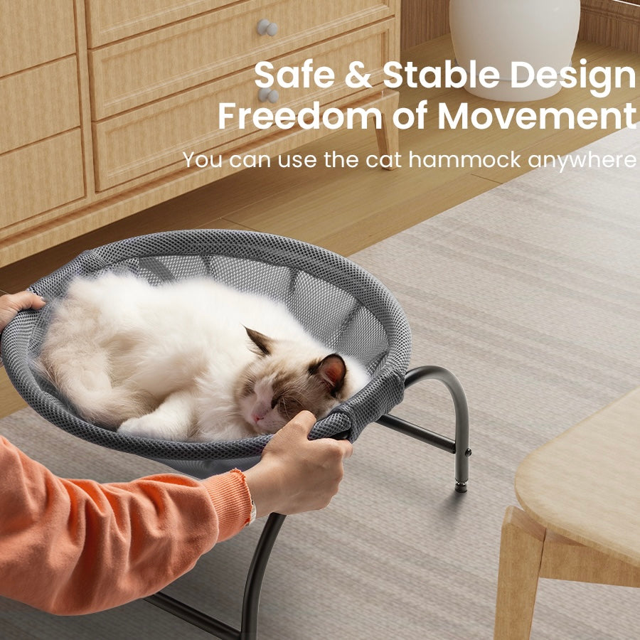 Elevated Cat Bed Hammock Whole Wash Stable & Breathable Easy Assembly Indoors Outdoors