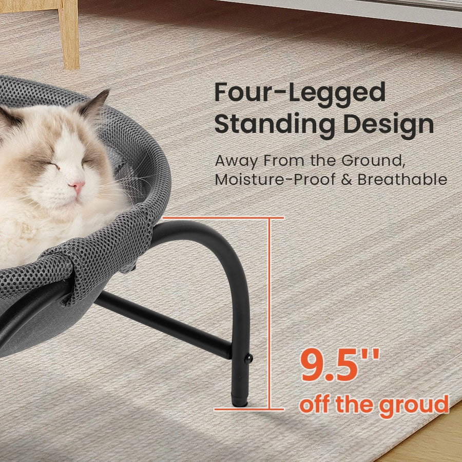 Elevated Cat Bed Hammock Whole Wash Stable & Breathable Easy Assembly Indoors Outdoors