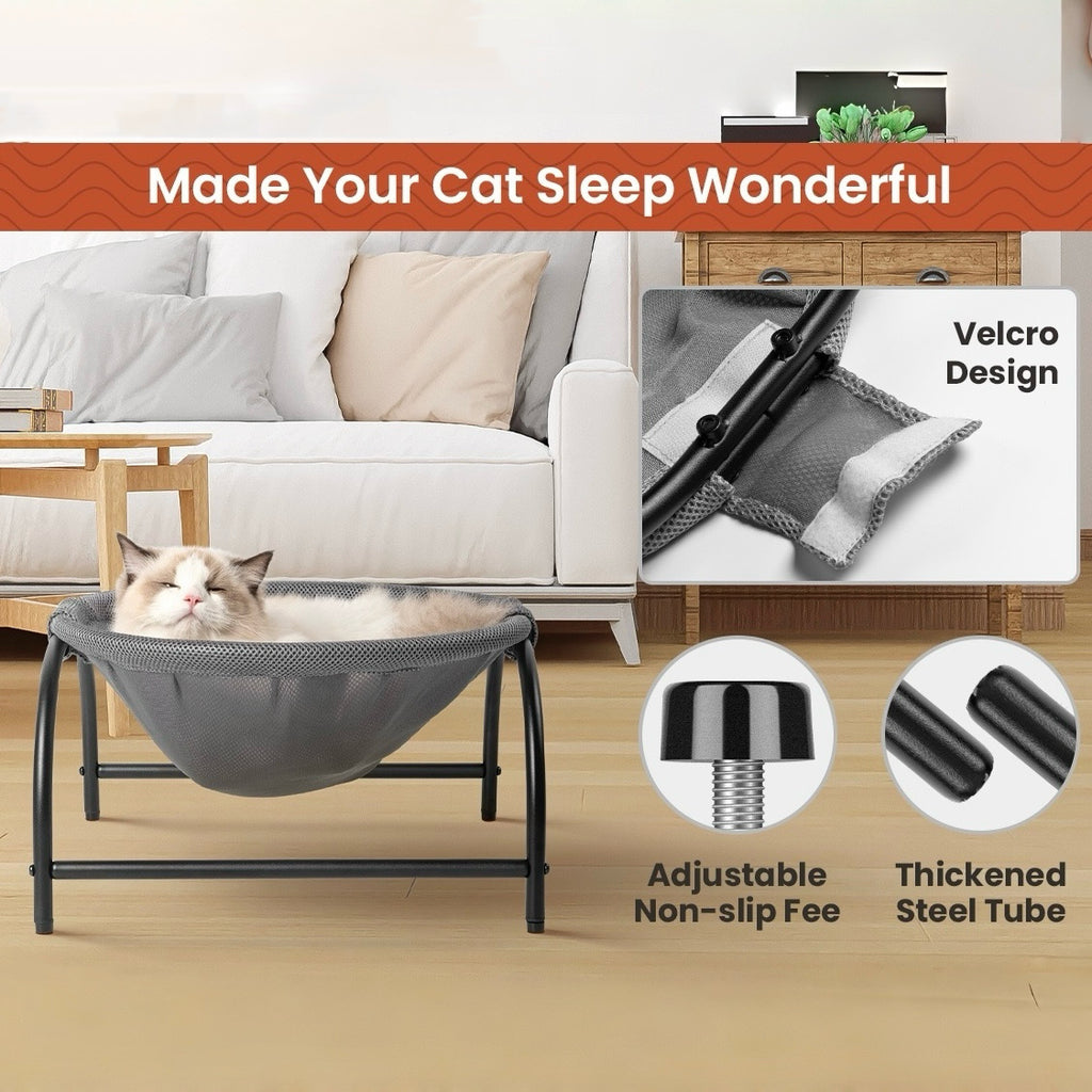 Elevated Cat Bed Hammock Whole Wash Stable & Breathable Easy Assembly Indoors Outdoors