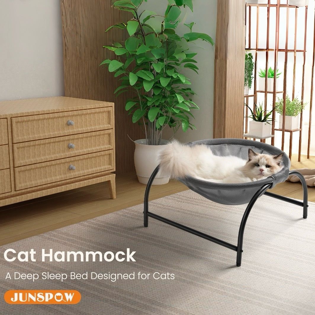 Elevated Cat Bed Hammock Whole Wash Stable & Breathable Easy Assembly Indoors Outdoors