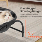 Elevated Cat Bed Hammock Whole Wash Stable & Breathable Easy Assembly Indoors Outdoors (Black)