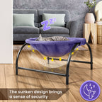 Elevated Cat Bed Hammock Whole Wash Stable & Breathable Easy Assembly Indoors Outdoors (Purple)