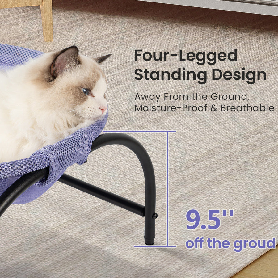 Elevated Cat Bed Hammock Whole Wash Stable & Breathable Easy Assembly Indoors Outdoors (Purple)