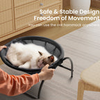Elevated Cat Bed Hammock Whole Wash Stable & Breathable Easy Assembly Indoors Outdoors (Black)