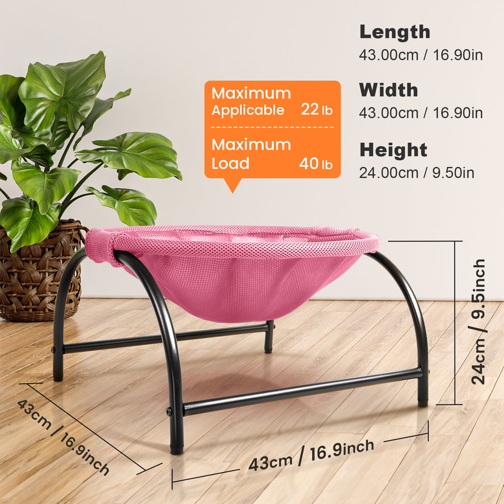 Elevated Cat Bed Hammock Whole Wash Stable & Breathable Easy Assembly Indoors Outdoors (Pink)
