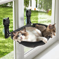 Cat Window Hammock Bed, Foldable Cordless Design Sturdy Perch for Indoor Cats Sunbathing, Holds 40 Pounds
