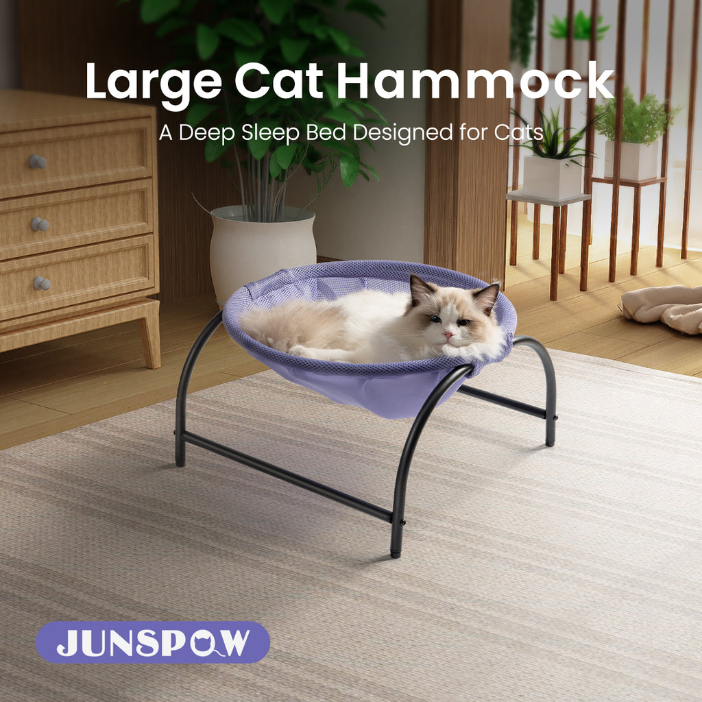 Elevated Cat Bed Hammock Whole Wash Stable & Breathable Easy Assembly Indoors Outdoors (Purple)