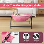 Elevated Cat Bed Hammock Whole Wash Stable & Breathable Easy Assembly Indoors Outdoors (Pink)