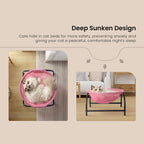 Elevated Cat Bed Hammock Whole Wash Stable & Breathable Easy Assembly Indoors Outdoors (Pink)