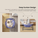 Elevated Cat Bed Hammock Whole Wash Stable & Breathable Easy Assembly Indoors Outdoors (Purple)